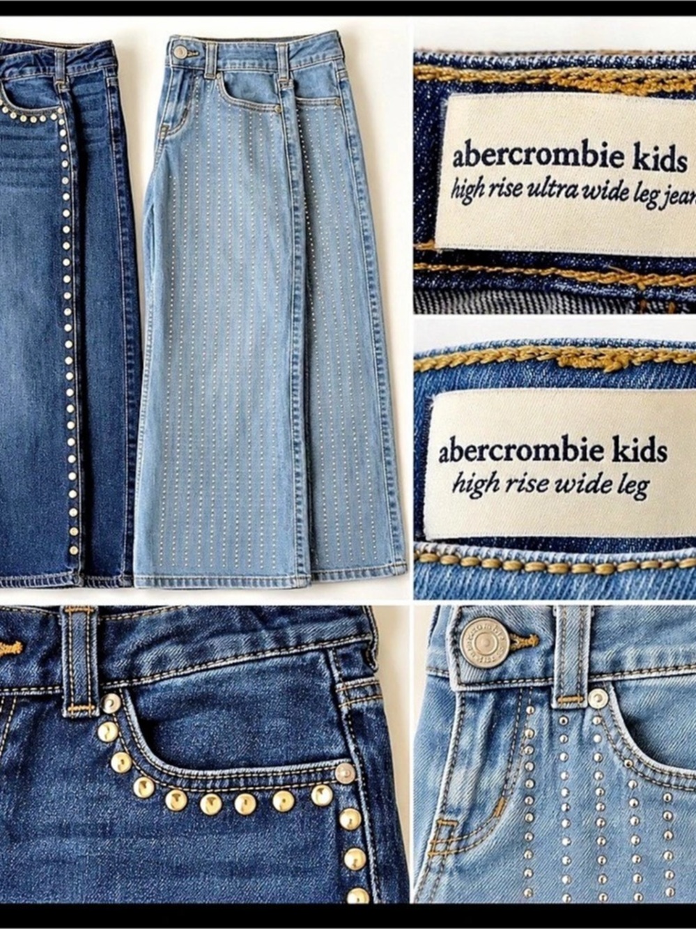 Abercrombie Kids High Rise Ultra Wide Leg Jean Wide Leg Jeans in Blue Girls 7/8